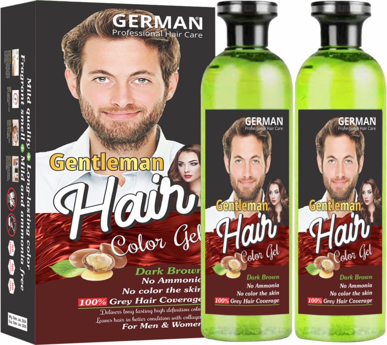 Gentleman hair color gel with Argen oil