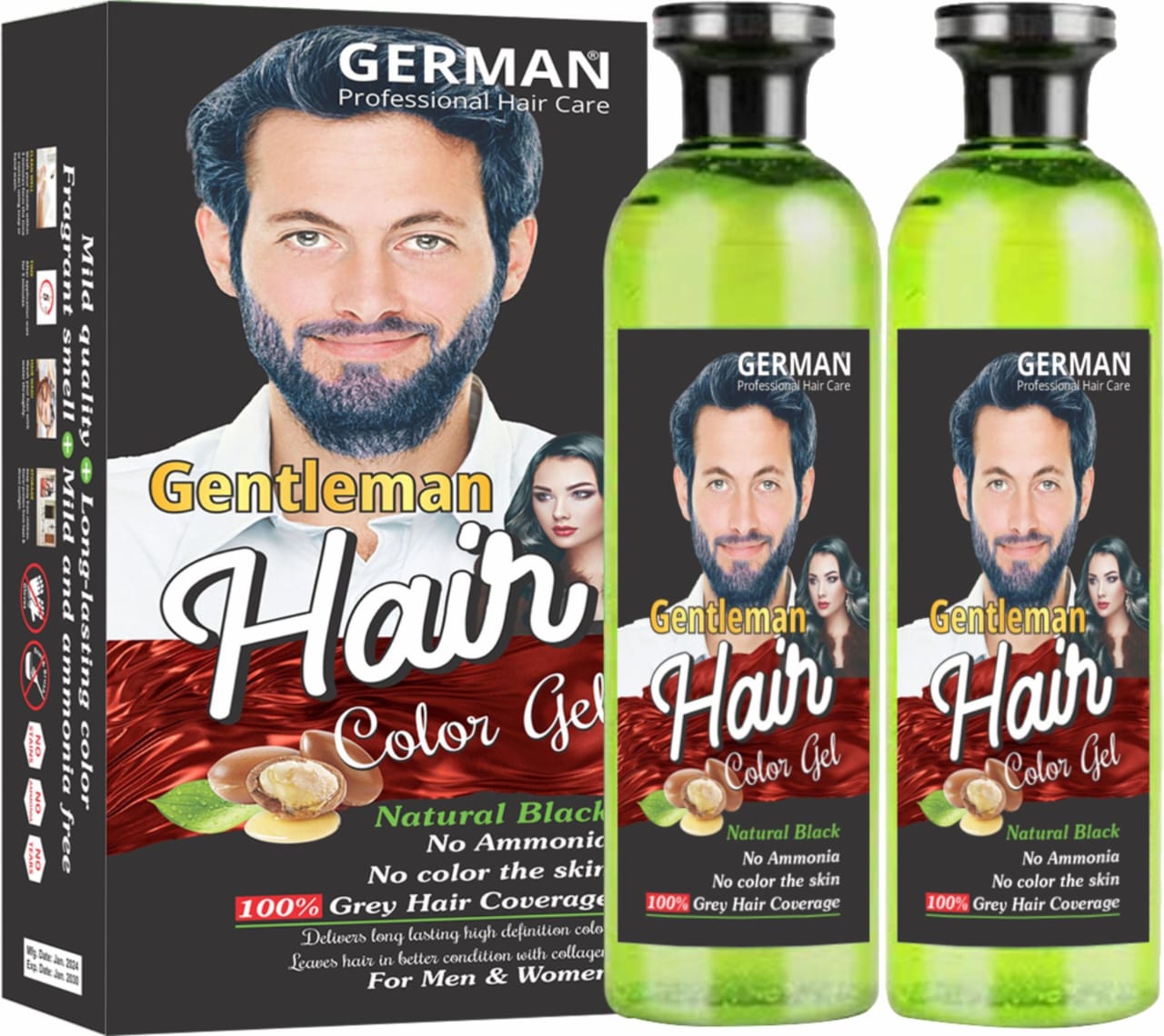 Gentleman hair color gel with Argen  oil