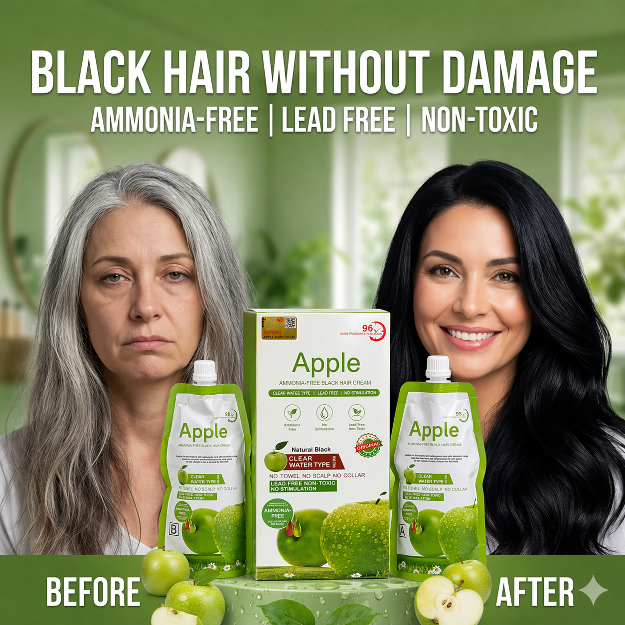 Original Apple Ammonia-Free  كريم لون الشعر – Organic, (1000ML)